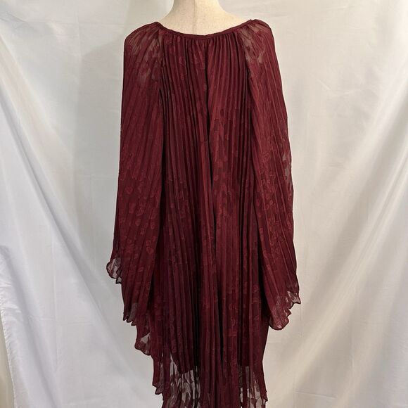 Anthropologie Toulon Pleated Swing Mini Dress Size XL Burgundy - Picture 7 of 10